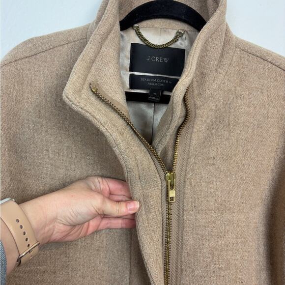 J. Crew Stadium Cloth Nello Gori Wool Camel Full Zip Overcoat Jacket 4 - Picture 6 of 8